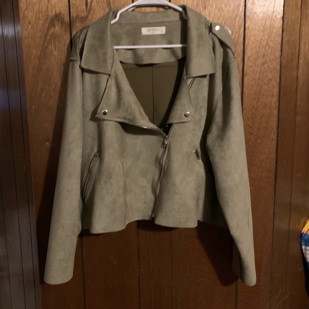 Microsuede Cropped Moto Jacket